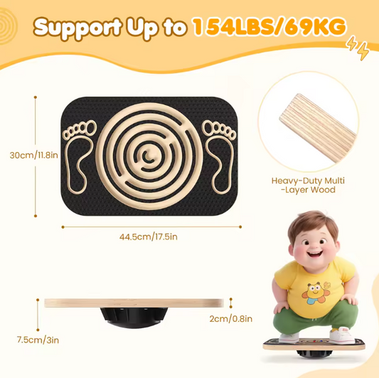 Houten Balansbord met Doolhof – Verstelbare Balans Trainer voor Core, Coördinatie en Fitness