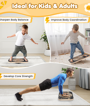 Houten Balansbord met Doolhof – Verstelbare Balans Trainer voor Core, Coördinatie en Fitness