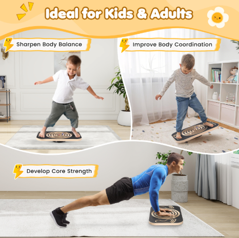 Houten Balansbord met Doolhof – Verstelbare Balans Trainer voor Core, Coördinatie en Fitness