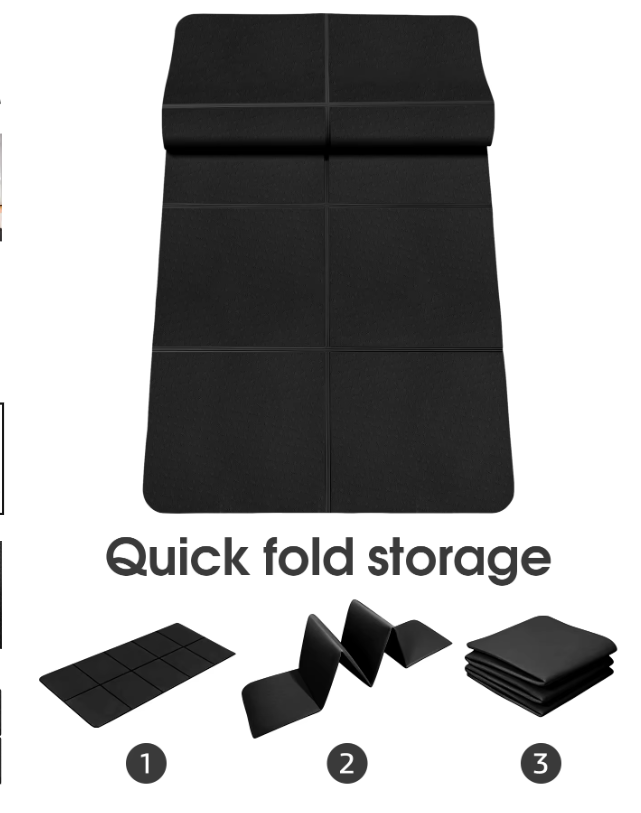 Opvouwbare Yoga Mat TPE – Draagbare Antislip Fitness Mat voor Thuis en Reizen