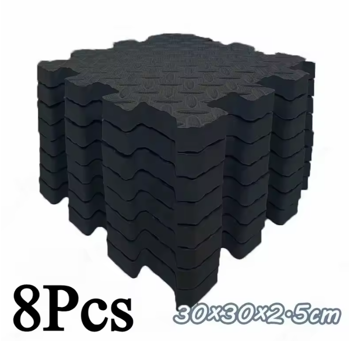 Set van 8 Puzzel Fitness Matten – 2,5 cm Dikke Antislip Vloertegels voor Gym en Bescherming