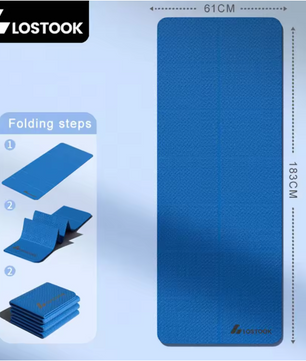 Opvouwbare Yoga Mat TPE 183×61 cm – Lichtgewicht Fitness Mat voor Reizen en Thuis