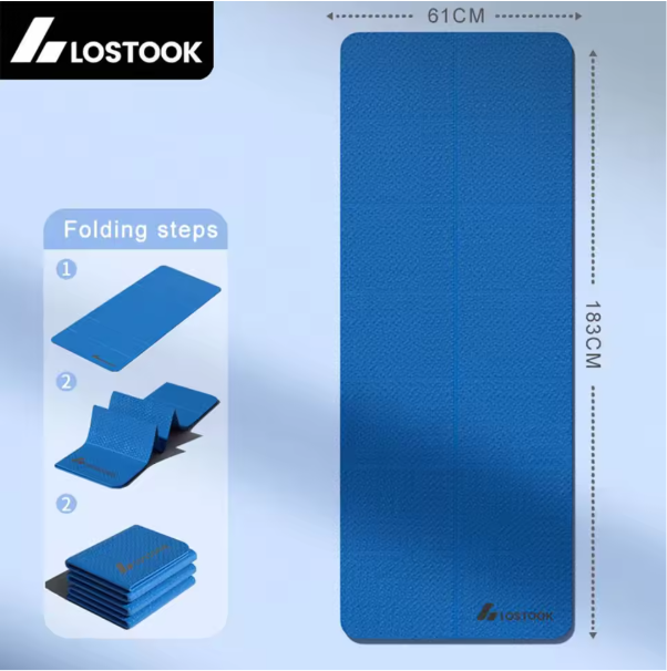 Opvouwbare Yoga Mat TPE 183×61 cm – Lichtgewicht Fitness Mat voor Reizen en Thuis