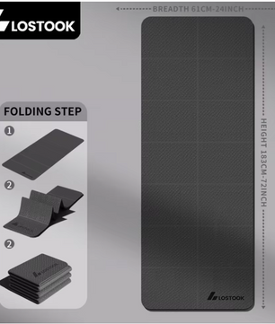 Opvouwbare Yoga Mat TPE 183×61 cm – Lichtgewicht Fitness Mat voor Reizen en Thuis