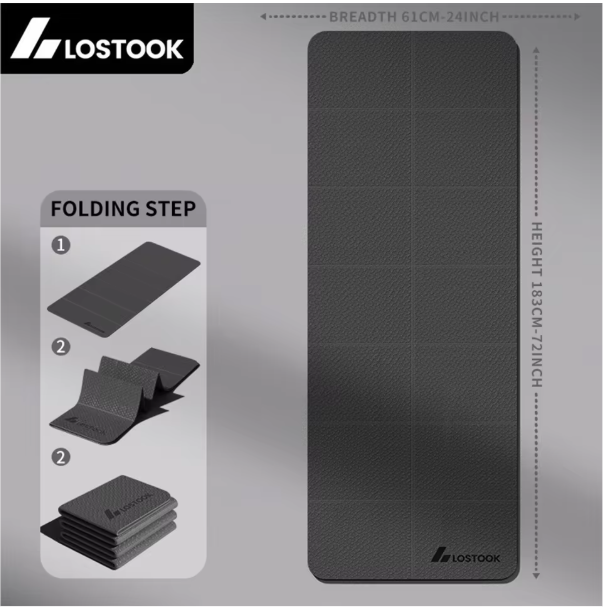 Opvouwbare Yoga Mat TPE 183×61 cm – Lichtgewicht Fitness Mat voor Reizen en Thuis