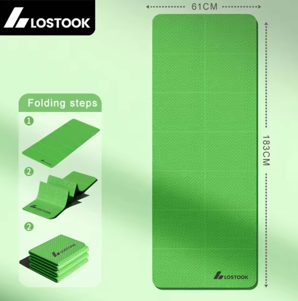 Opvouwbare Yoga Mat TPE 183×61 cm – Lichtgewicht Fitness Mat voor Reizen en Thuis