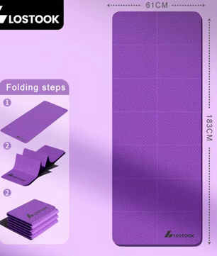 Opvouwbare Yoga Mat TPE 183×61 cm – Lichtgewicht Fitness Mat voor Reizen en Thuis