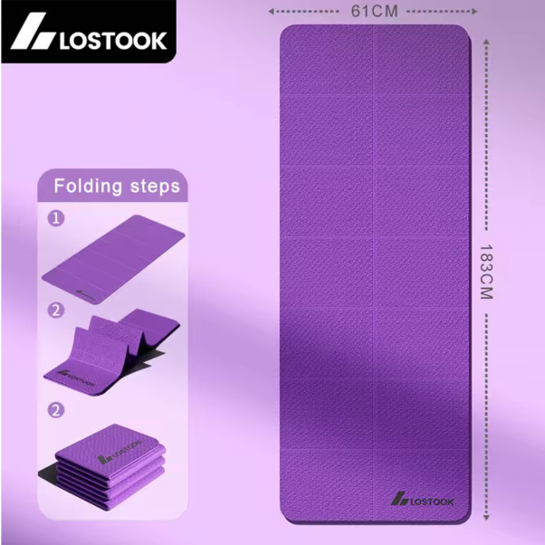 Opvouwbare Yoga Mat TPE 183×61 cm – Lichtgewicht Fitness Mat voor Reizen en Thuis