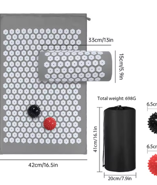 Acupressuur Mat Set met Kussen en Massageballen – Spijkermat voor Ontspanning en Spierherstel