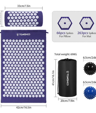Acupressuur Mat Set met Kussen en Massageballen – Spijkermat voor Ontspanning en Spierherstel