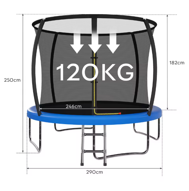 Trampoline Ø 305 cm met Veiligheidsnet en Ladder – Complete Set voor Buiten
