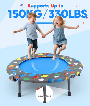 3 In1 Foldable Trampoline 93cm Indoor/Outdoor Toddler Trampoline With Ball Pit +100 Balls, Handle Height Adjustable For Kids