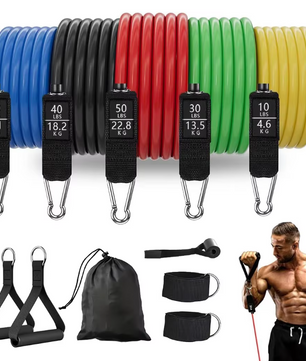 Weerstandsbanden Set met Handgrepen – Fitness Bands voor Thuis Workout en Krachttraining