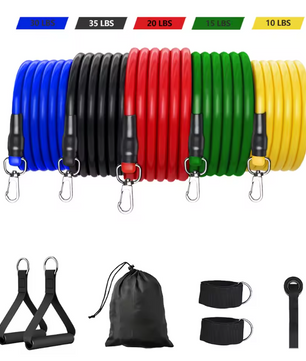 Weerstandsbanden Set met Handgrepen – Fitness Bands voor Thuis Workout en Krachttraining