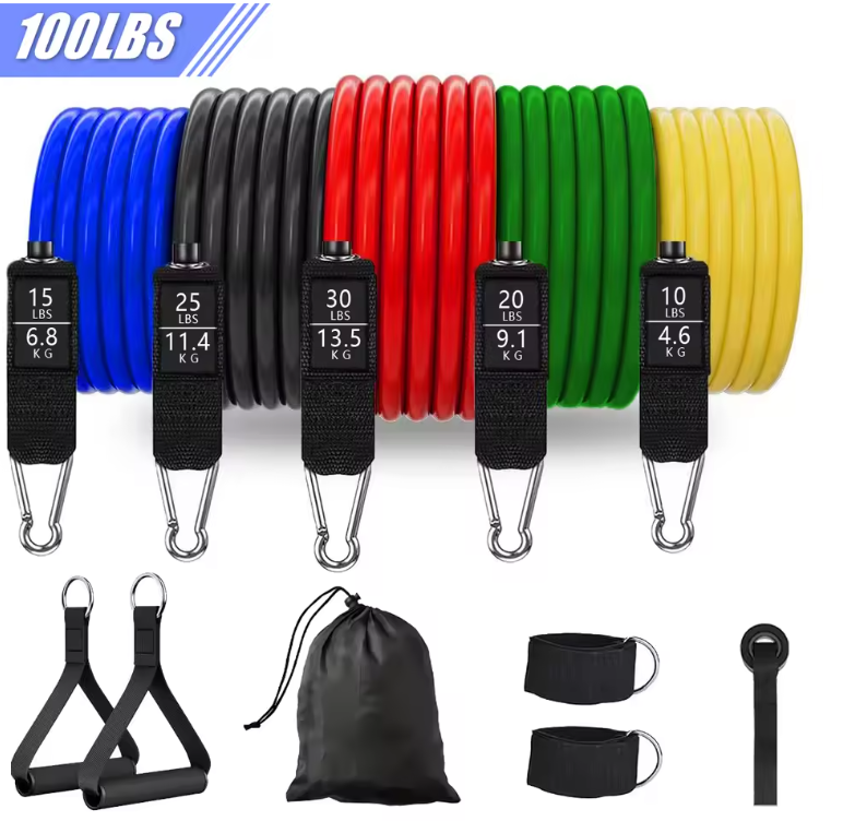 Weerstandsbanden Set met Handgrepen – Fitness Bands voor Thuis Workout en Krachttraining