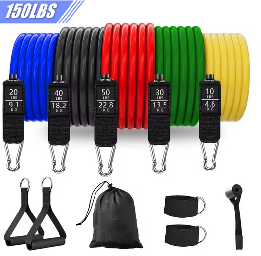 Weerstandsbanden Set met Handgrepen – Fitness Bands voor Thuis Workout en Krachttraining