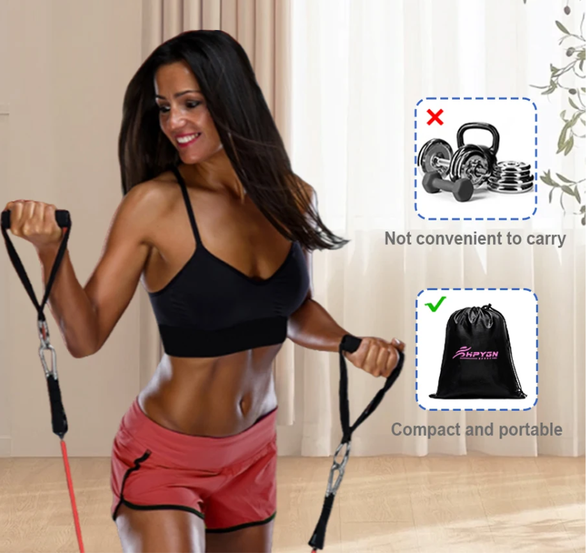 Weerstandsbanden Set met Handgrepen – Fitness Bands voor Thuis Workout en Krachttraining