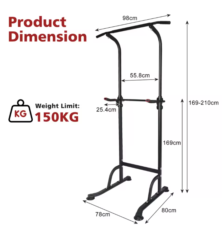 Power Tower Dip Station – Verstelbare Pull Up Bar voor Home Gym Krachttraining