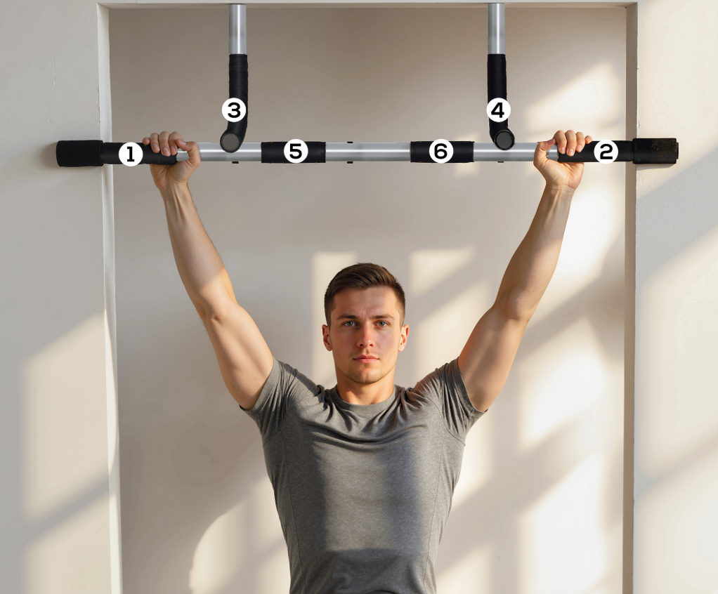 Multifunctionele Deurrekstang – Stalen Optrekstang met Antislip Handgrepen voor Thuisfitness