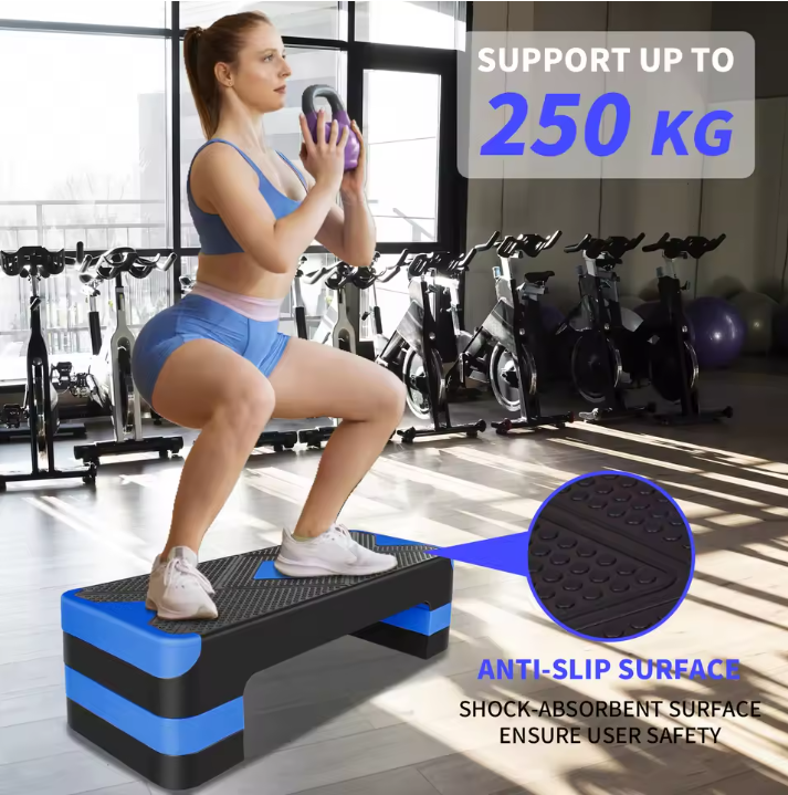 Aerobic Step Verstelbaar 68,5 cm – Antislip Fitness Stepper met 3 Hoogtes