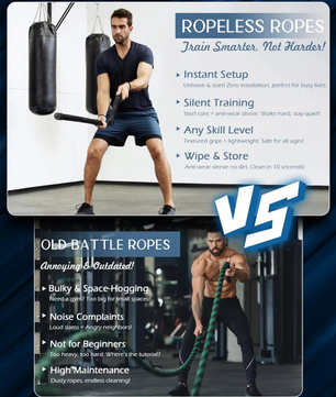 Ropeless Battle Rope – Draadloze Fitness Rope met Gewicht voor Cardio en Krachttraining