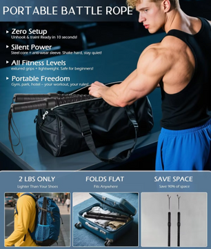 Ropeless Battle Rope – Draadloze Fitness Rope met Gewicht voor Cardio en Krachttraining