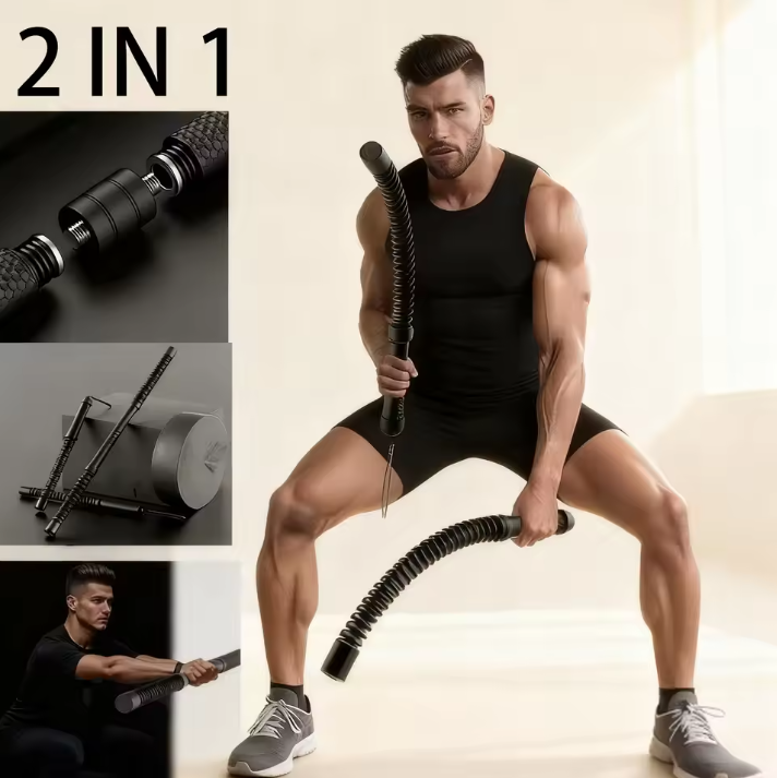 2-in-1 Ropeless Battle Rope met Fly Stick – Draadloze Fitness Rope voor HIIT en Krachttraining