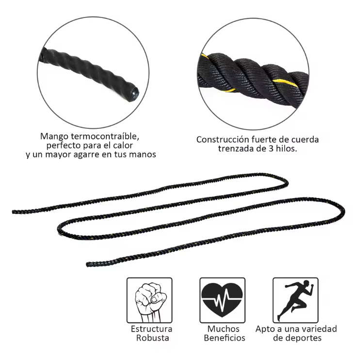 Battle Rope 9 m – Fitness Touw 38 mm voor Crossfit en Krachttraining