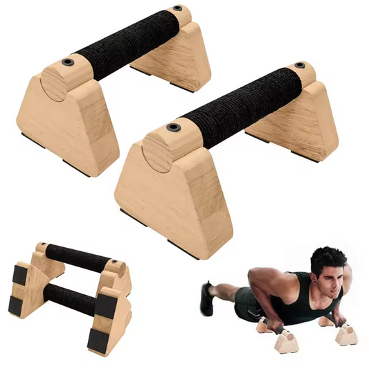 Set van 2 Houten Push-up Bars – Parallettes voor Krachttraining en Balansoefeningen, Antislip en Compact Ontwerp