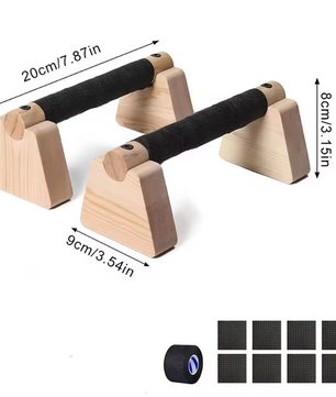 Set van 2 Houten Push-up Bars – Parallettes voor Krachttraining en Balansoefeningen, Antislip en Compact Ontwerp