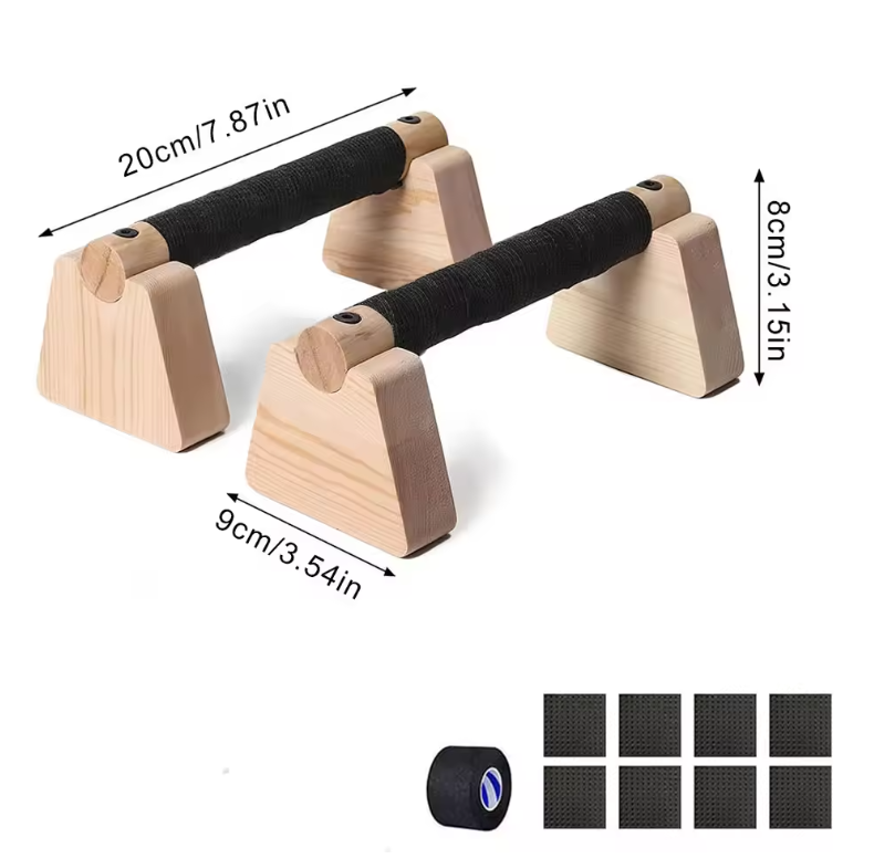 Set van 2 Houten Push-up Bars – Parallettes voor Krachttraining en Balansoefeningen, Antislip en Compact Ontwerp