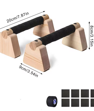 Set van 2 Houten Push-up Bars – Parallettes voor Krachttraining en Balansoefeningen, Antislip en Compact Ontwerp