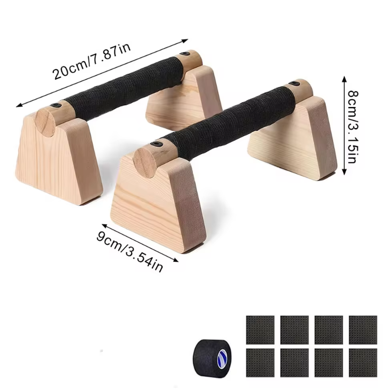 Set van 2 Houten Push-up Bars – Parallettes voor Krachttraining en Balansoefeningen, Antislip en Compact Ontwerp