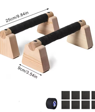 Set van 2 Houten Push-up Bars – Parallettes voor Krachttraining en Balansoefeningen, Antislip en Compact Ontwerp