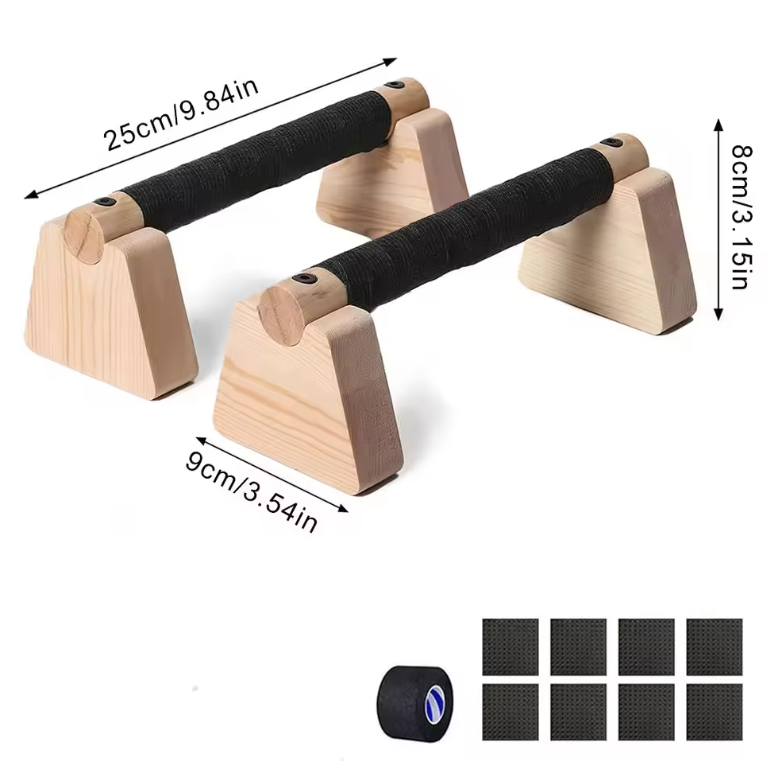 Set van 2 Houten Push-up Bars – Parallettes voor Krachttraining en Balansoefeningen, Antislip en Compact Ontwerp