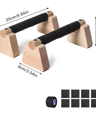 Set van 2 Houten Push-up Bars – Parallettes voor Krachttraining en Balansoefeningen, Antislip en Compact Ontwerp