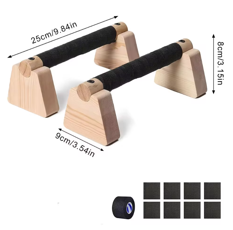 Set van 2 Houten Push-up Bars – Parallettes voor Krachttraining en Balansoefeningen, Antislip en Compact Ontwerp