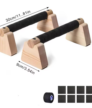 Set van 2 Houten Push-up Bars – Parallettes voor Krachttraining en Balansoefeningen, Antislip en Compact Ontwerp