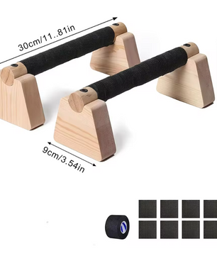 Set van 2 Houten Push-up Bars – Parallettes voor Krachttraining en Balansoefeningen, Antislip en Compact Ontwerp