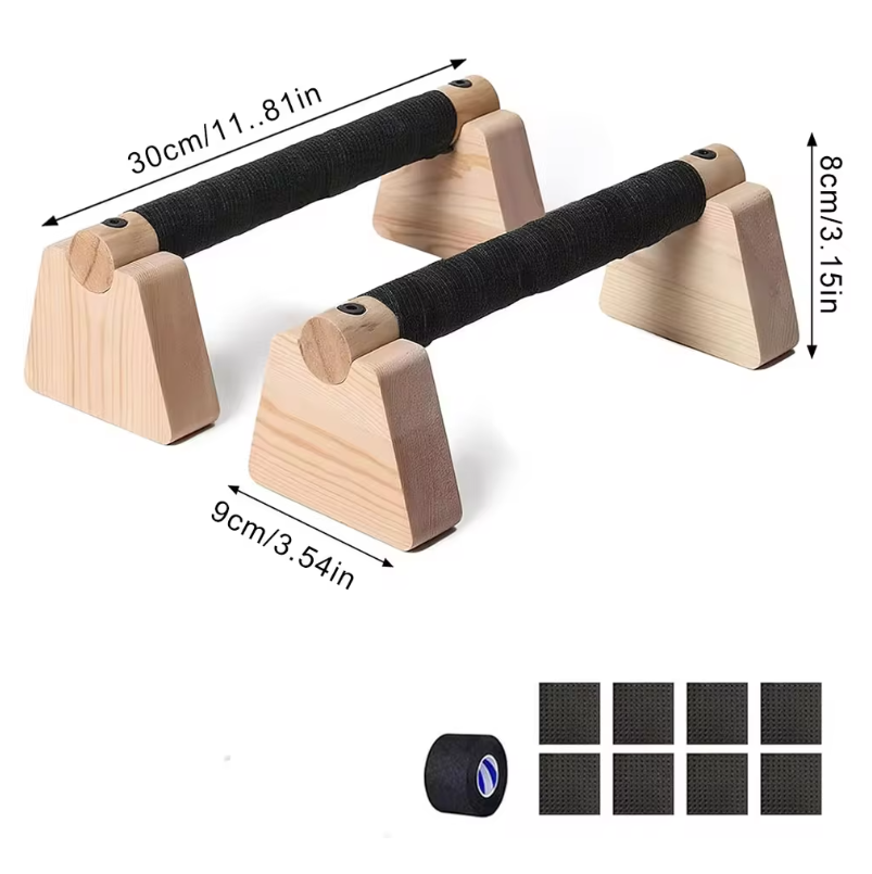 Set van 2 Houten Push-up Bars – Parallettes voor Krachttraining en Balansoefeningen, Antislip en Compact Ontwerp