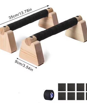 Set van 2 Houten Push-up Bars – Parallettes voor Krachttraining en Balansoefeningen, Antislip en Compact Ontwerp