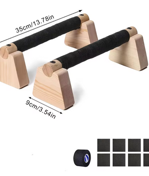Set van 2 Houten Push-up Bars – Parallettes voor Krachttraining en Balansoefeningen, Antislip en Compact Ontwerp