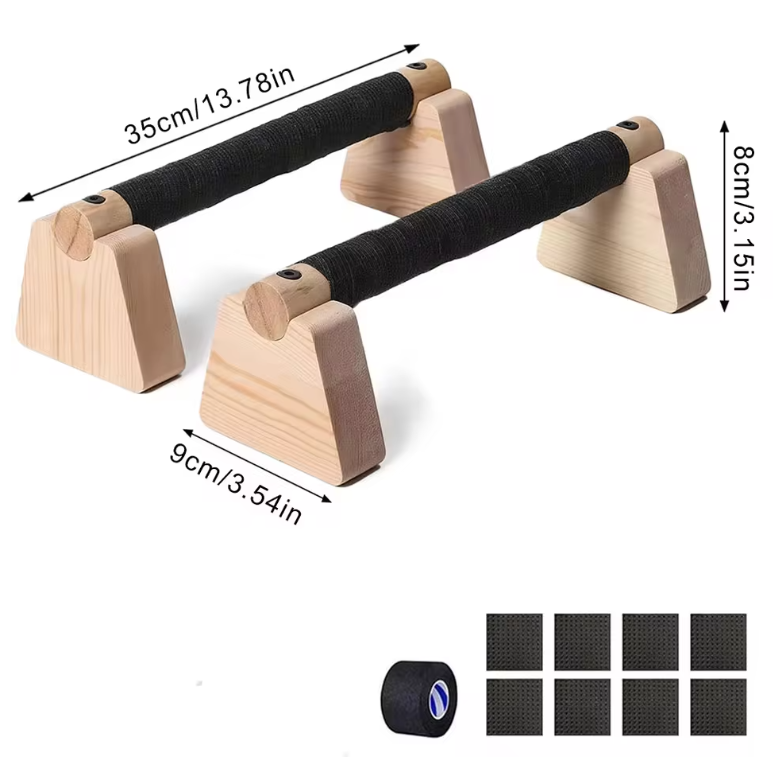 Set van 2 Houten Push-up Bars – Parallettes voor Krachttraining en Balansoefeningen, Antislip en Compact Ontwerp