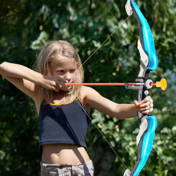 Kinder Boog en Pijl Set met LED – Inclusief 10 Zuignap Pijlen, Doelwit en Pijlkoker