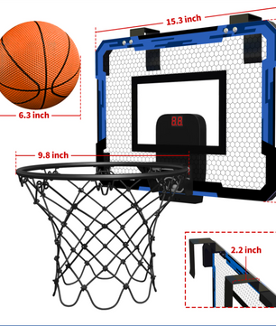 Kinder Basketbal Set met Ring en Scorebord – Opvouwbaar Ontwerp voor Binnen en Buiten