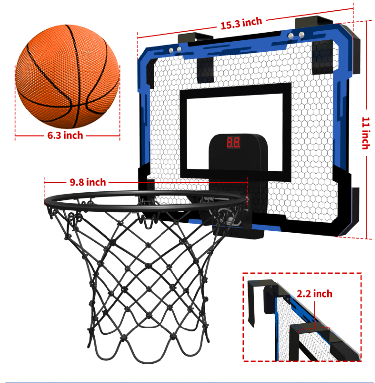Kinder Basketbal Set met Ring en Scorebord – Opvouwbaar Ontwerp voor Binnen en Buiten