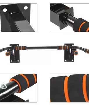 Wall Mount Pull-up Bar – Stalen Optrekstang met 6 Foam Handgrepen voor Thuisfitness