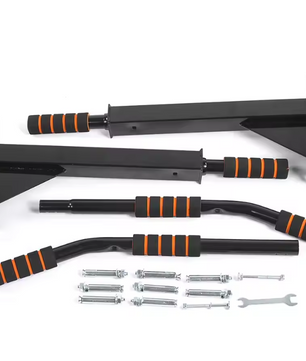 Wall Mount Pull-up Bar – Stalen Optrekstang met 6 Foam Handgrepen voor Thuisfitness