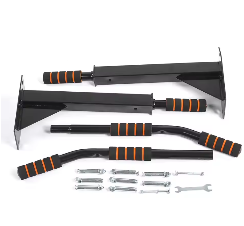Wall Mount Pull-up Bar – Stalen Optrekstang met 6 Foam Handgrepen voor Thuisfitness