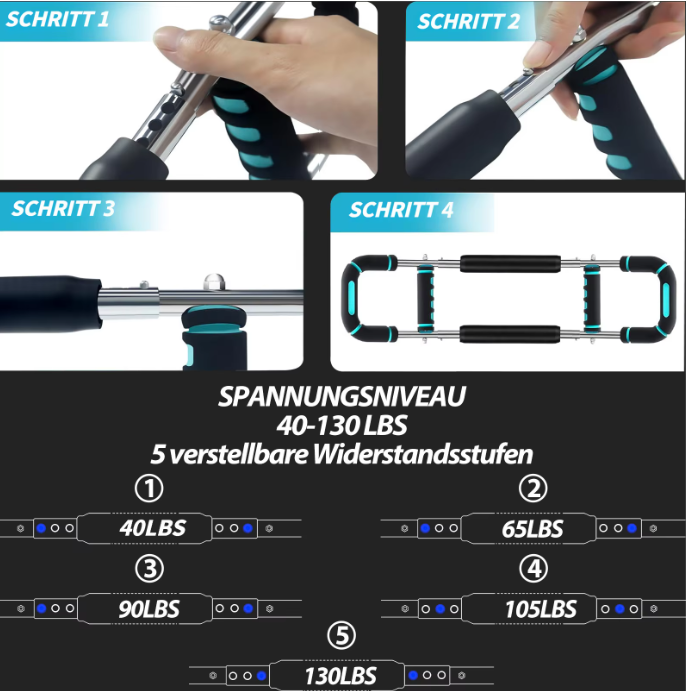 Twister Arm Trainer – Verstelbare Power Twister Bar voor Borst, Armen en Schouders